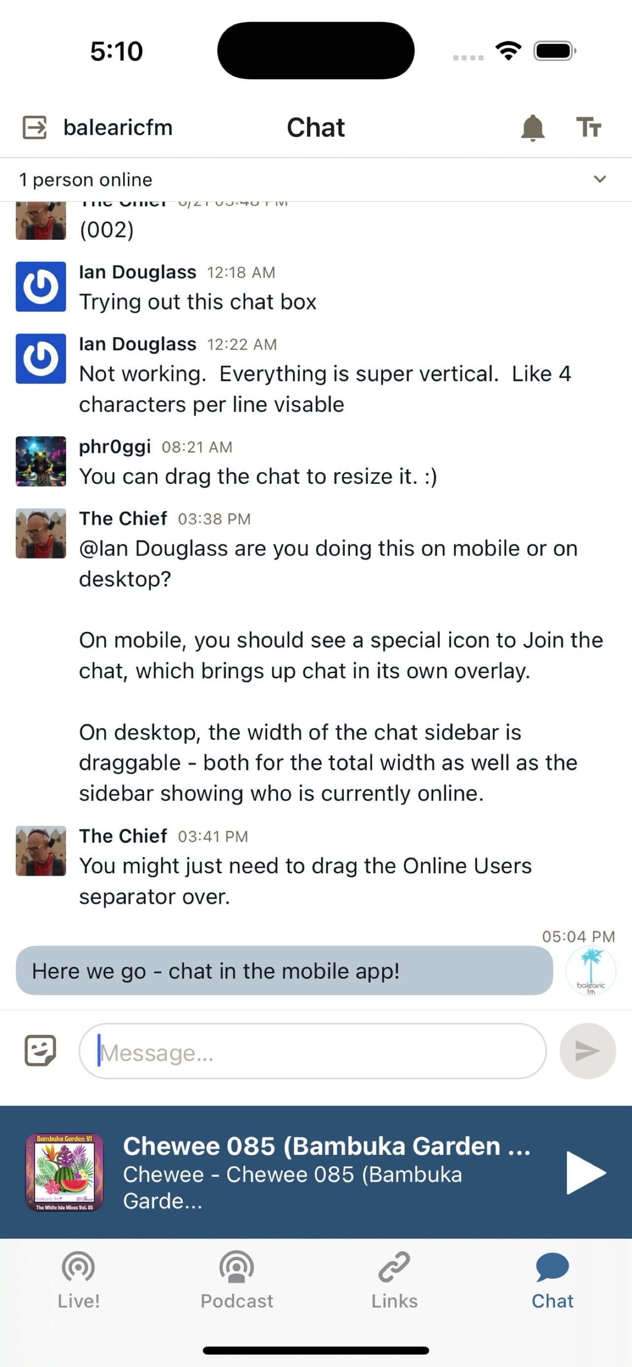 Community chat screenshot 1